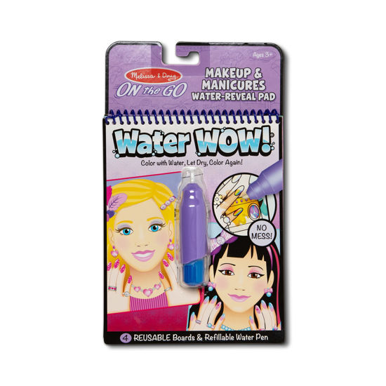 Picture of Melissa & Doug On the Go Water Wow! Reusable Water-Reveal Activity Pad - Makeup and Manicures - Water Reveal Pads, Water Wow Books, Stocking Stuffers, Fashion Toys For Kids Ages 3+