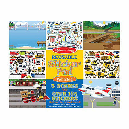 Picture of Melissa & Doug Reusable Sticker Pad: Vehicles-165+ Reusable Stickers | Melissa & Doug Kids Reusable Sticker Pad: 165+ Trucks,Trains,Planes,Cars &Construction Vehicle Reusable Stickers For Kids Ages 3+