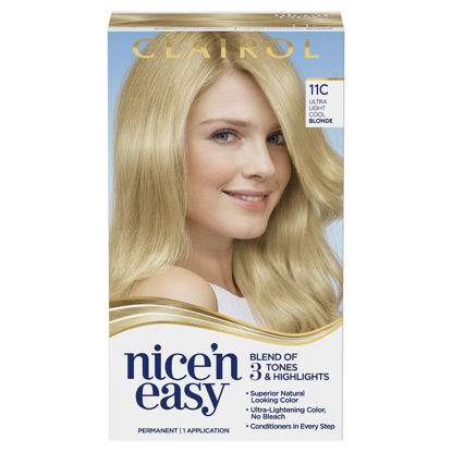 Picture of Clairol Nice'n Easy Permanent Hair Dye, 11C Ultra Light Cool Blonde Hair Color, Pack of 1