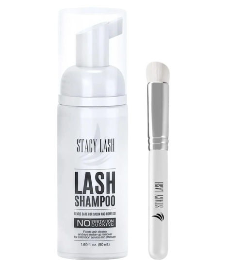 Picture of STACY LASH Eyelash Extension Shampoo Brush / 1.69 fl.oz / 50ml / Eyelid Foaming Cleanser/Wash for Extensions & Natural Lashes/Safe Makeup Remover/Supplies for Professional & Home Use