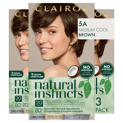 Picture of Clairol Natural Instincts Demi-Permanent Hair Dye, 5A Medium Cool Brown Hair Color,1 Count(Pack of 3)