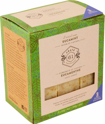 Picture of Crate 61, Vegan Natural Bar Soap, Eucalyptus & Peppermint, 3 Pack, Handmade Soap With Premium Essential Oils, Cold Pressed Face And Body Bar Soap For Men And Women (4 oz, 3 Bars) Eucamint 3 Pack