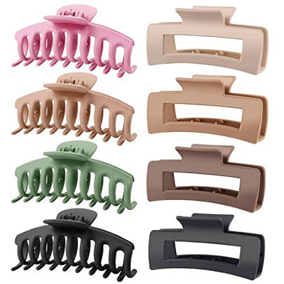 Picture of TOCESS 8 Pack Big Hair Claw Clips for Women Large Claw Clip for Thin Thick Curly Hair 90's Strong Hold 4.33 Inch Nonslip Matte Jumbo Hair Clips (8 Pcs)