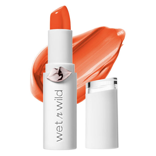 Picture of Lipstick By Wet n Wild Mega Last High-Shine Lipstick Lip Color Makeup, Orange Tanger-ring the Alarm