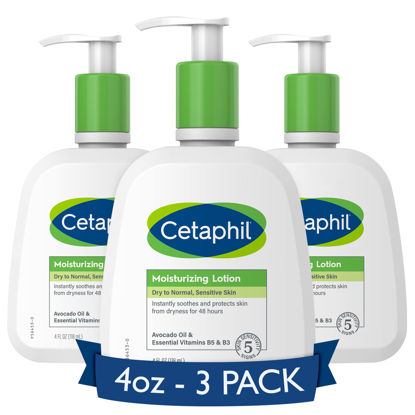 Picture of Cetaphil Body Moisturizer, Hydrating Moisturizing Lotion for All Skin Types, Suitable for Sensitive Skin, NEW 4 oz Pack of 3, Fragrance Free, Hypoallergenic, Non-Comedogenic