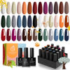 Picture of Beetles 20 Pcs Gel Nail Polish Kit- Glowing Attraction Collection Fall Winter Orange Burgundy Red Purple Gel Polish Set Gray Blue Green Soak Off Nail Lamp Base Top Coat Valentine's Day Gifts for Women