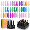 Picture of beetles Gel Polish Nail Set 20 Colors Unicorn Collection Pastel Bright Pink Blue Green Soak Off Manicure Kit for Women Girls with Base Matte and Glossy Top Coat