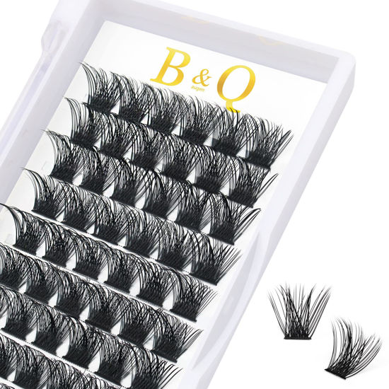 Picture of Lash Clusters C Curl 14mm DIY Eyelash Extensions 72 Clusters Lashes C D Curl B&Q LASH Mega Volume Individual Lashes Eyelash Clusters Extensions Individual Lashes Cluster DIY at Home (NM-C-14mm)