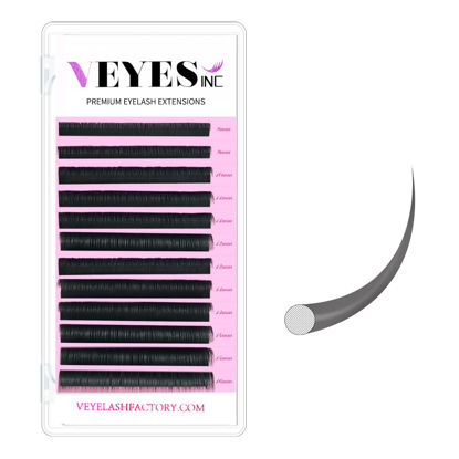 Picture of VEYES INC Eyelash Extension Supplies Classic Volume Lash Extensions Tray 0.03 CC Curl 14mm, Premium Mink Silk Individual Lashes Soft Matte Black Salon Use.