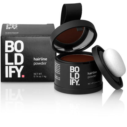 Picture of BOLDIFY Hairline Powder Instantly Conceals Hair Loss, Root Touch Up Hair Powder, Hair Toppers for Women & Men, Hair Fibers for Thinning Hair, Root Cover Up, Stain-Proof 48 Hour Formula (Hazel Brown)