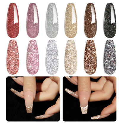 Beetles Reflective Glitter Gel Nail Polish, 6 Colors Holographic Gel Polish  Kit Sparkle Glitter Gel Flash Dimond Sliver Gold Soak Off UV LED Spring  Summer Nail Polish White Manicure Kit Gift for