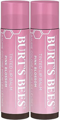 Picture of Burt's Bees Lip Balm, Tinted Moisturizing Lip Care for Women, for Dry Lips, 100% Natural, with Shea Butter, Pink Blossom (2 Pack)