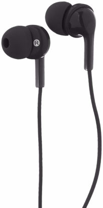 Picture of Amazon Basics In Ear Wired Headphones, Earbuds with Microphone No Wireless Technology, Black, 0.96 x 0.56 x 0.64in