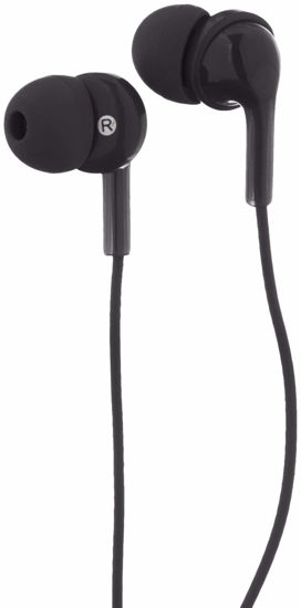   Basics In Ear Wired Headphones, Earbuds with Microphone  No Wireless Technology, 0.96 x 0.56 x 0.64in, Black : Electronics