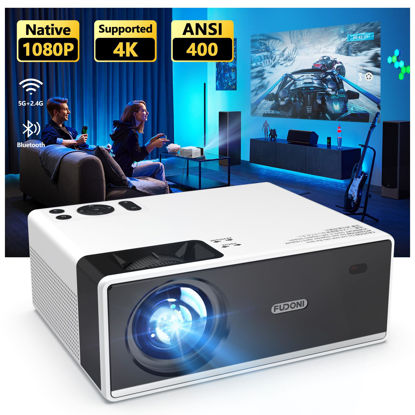 Picture of FUDONI Projector with 5G WiFi and Bluetooth, Outdoor Portable Projector 15000L 1080P 4K Support, Mini Movie Home Theater Video Projector Compatible with iOS & Android Phone/Laptop/HDMI/USB and More