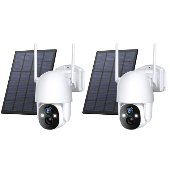 Picture of Poyasilon Solar Security Cameras Wireless Outdoor, 3MP 2K FHD Outdoor Camera Wireless 2.4G Wi-Fi 355° View Pan Tilt Security Cameras with AI Motion Detection, Siren, Two-Way Audio (2 Pack)