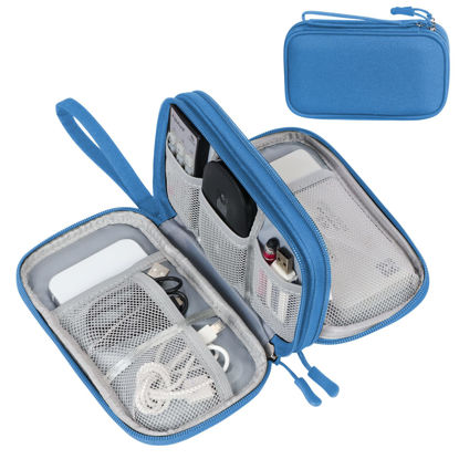 Picture of FYY Electronic Organizer, Travel Cable Organizer Bag Pouch Electronic Accessories Carry Case Portable Waterproof Double Layers Storage Bag for Cable, Cord, Charger, Phone, Earphone, Medium Size, Cyan