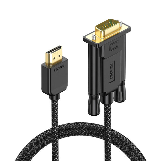 Picture of FEMORO HDMI to VGA Cable 3ft, HDMI-to-VGA Monitor Cable HDMI Adapter Cord (Male to Male) for Monitor, Computer, Laptop, Desktop, PC, Projector, HDTV and More