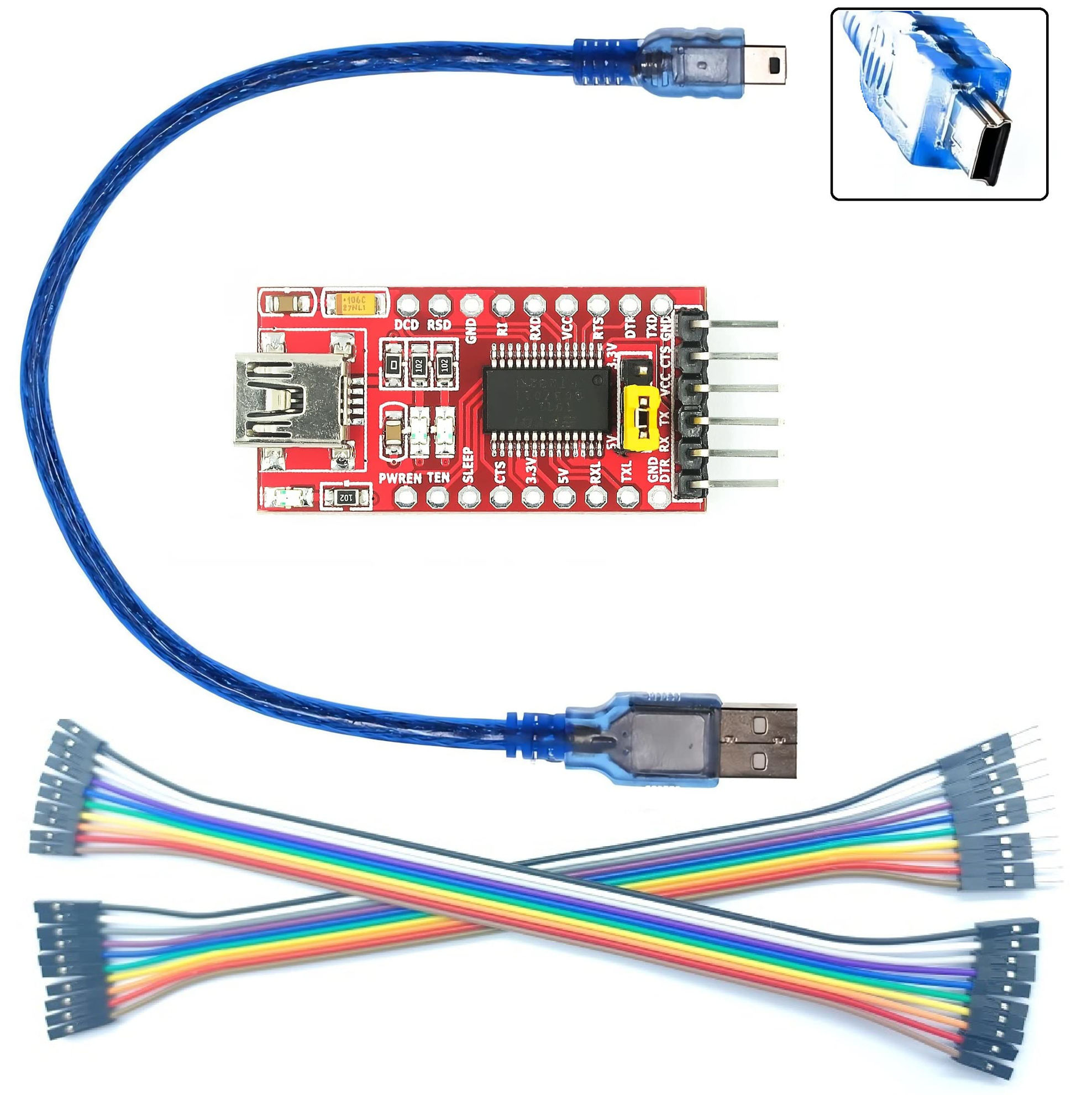 GetUSCart- WWZMDiB FT232RL FTDI Mini USB To TTL Serial Converter ...