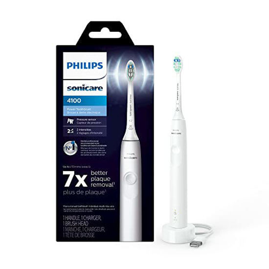 Picture of PHILIPS Sonicare 4100 Power Toothbrush, Rechargeable Electric Toothbrush with Pressure Sensor, White HX3681/23