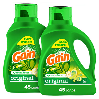 Picture of Gain Laundry Detergent Liquid Soap Plus Aroma Boost, Original Scent, He Compatible, 90 Loads Total, 65 Fl Oz (Pack Of 2)