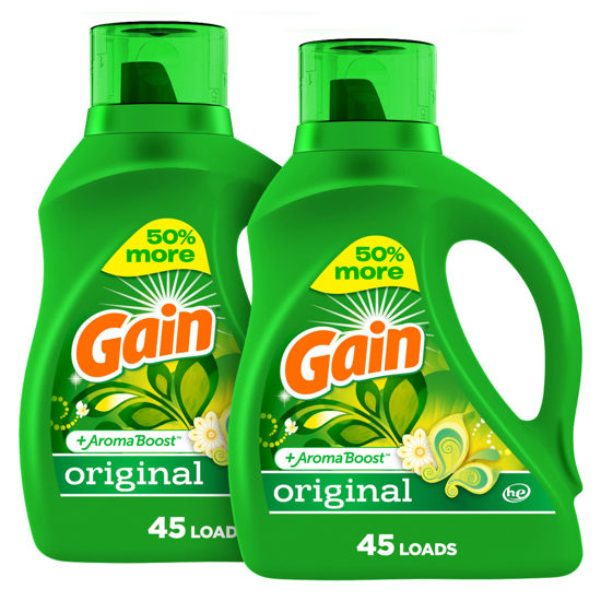 Gain Laundry Detergent Liquid Soap Plus Aroma Boost Original Scent He Compatible 90 Loads Total 65 Fl Oz Pack Of 2