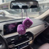 Picture of YGMONER Pair of Retro Square Mirror Hanging Couple Fuzzy Plush Dice with Dots for Car Decoration (Purple)