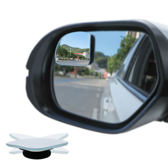 Picture of LivTee Blind Spot Mirror, Fan HD Glass Frameless Convex Rear View Mirror with wide angle Adjustable Stick for Cars SUV and Trucks, Pack of 2