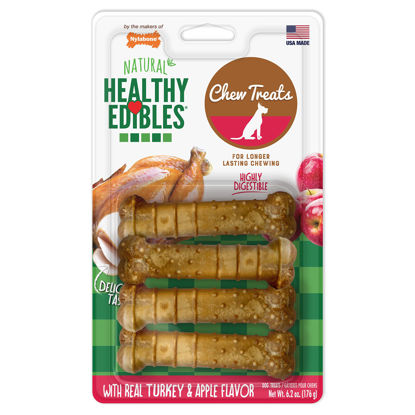 Picture of Nylabone Healthy Edibles All-Natural Long Lasting Turkey & Apple Dog Chew Treats 4 count Turkey & Apple Small/Regular