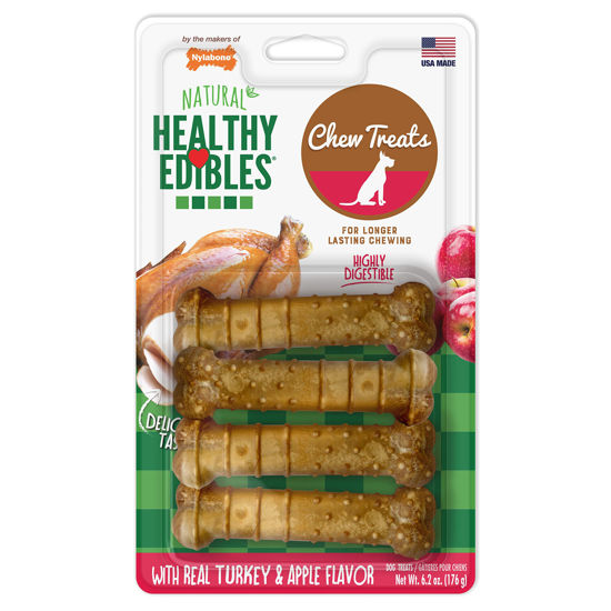 Picture of Nylabone Healthy Edibles All-Natural Long Lasting Turkey & Apple Dog Chew Treats 4 count Turkey & Apple Small/Regular