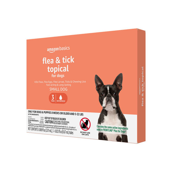 Picture of Amazon Basics Flea and Tick Topical Treatment for Small Dogs (5-22 pounds), 3 Count (Previously Solimo)