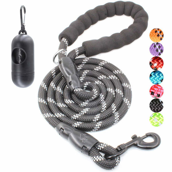 Picture of BAAPET 2/4/5/6 FT Dog Leash with Comfortable Padded Handle and Highly Reflective Threads for Small Medium and Large Dogs (6FT-1/2'', Black)