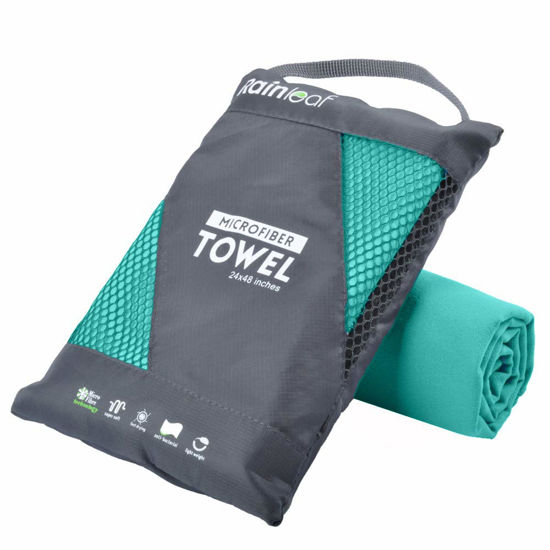 Picture of Rainleaf Microfiber Towel Perfect Travel & Sports &Camping Towel.Fast Drying - Super Absorbent - Ultra Compact,Mint Color,40 X 72 Inches