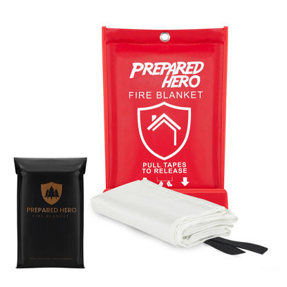 Picture of Prepared Hero Emergency Fire Blanket - 1 Pack - Fire Suppression Blanket for Kitchen, 40” x 40” Fire Blanket for Home, Fiberglass Fire Blanket