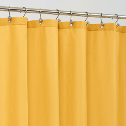 Picture of ALYVIA SPRING Yellow Shower Curtain or Liner with 3 Magnets - Soft Hotel Quality Fabric Shower Curtain for Bathroom, Light-Weight & Machine Washable - Standard Size 72x72, Mustard Yellow