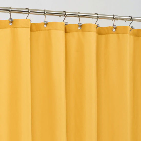 Picture of ALYVIA SPRING Yellow Shower Curtain or Liner with 3 Magnets - Soft Hotel Quality Fabric Shower Curtain for Bathroom, Light-Weight & Machine Washable - Standard Size 72x72, Mustard Yellow