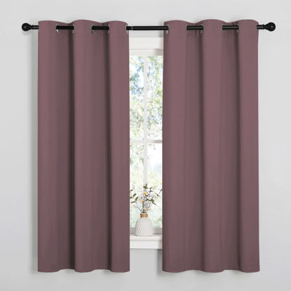 Picture of NICETOWN Dry Rose Blackout Curtains for Bedroom (1 Pair, 42 x 63 inches), Farmhouse Thermal Insulated Room Darkening Drapes for Windows