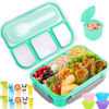 Picture of Bento Box, Lunch Box Kids, 1300ML Bento Box Adult Lunch Box with 4 Compartment &Food Picks Cake Cups, Lunch Box Containers for Adults/Kids/Toddler, Leak-Proof, Microwave/Dishwasher/Freezer Safe(Green)