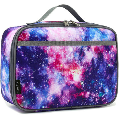 Picture of FlowFly Kids Lunch box Insulated Soft Bag Mini Cooler Back to School Thermal Meal Tote Kit for Girls, Boys,Galaxy