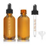 Picture of Bumobum Dropper Bottle 2 oz, 2 pack Amber Glass Eye Dropper Bottles for Essential Oils Bottles with Labels and Funnel, Tincture Bottle with Measured Dropper