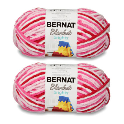 Bernat Blanket Brights Red White & Boom Yarn - 2 Pack of 300g/10.5oz -  Polyester - 6 Super Bulky - 220 Yards - Knitting/Crochet