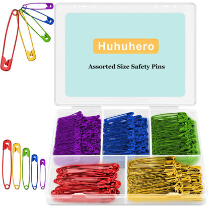 Picture of Safety Pins Assorted, 340 PCS Nickel Plated Steel Safety Pins Heavy Duty, Assorted Colored Large Small Safety Pin, 5 Different Size Safety Pins Bulk for Clothes Sewing Pinning (5 Colors)