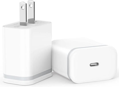 Picture of iPhone 14 13 12 11 USB C Wall Charger, 20W 2-Pack Charging Block USBC Power Adapter PD Plug Box Type C Brick Cube for iPhone 14 13 12 11 Pro Max XS X XR SE 8 Plus, iPad Pro, AirPods Pro