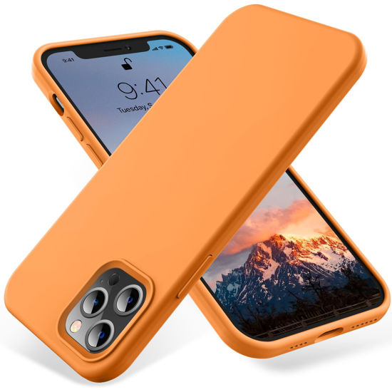 Picture of OTOFLY Compatible with iPhone 12 Pro Max Case 6.7 inch(2020),[Silky and Soft Touch Series] Premium Soft Liquid Silicone Rubber Full-Body Protective Bumper Case （Orange）