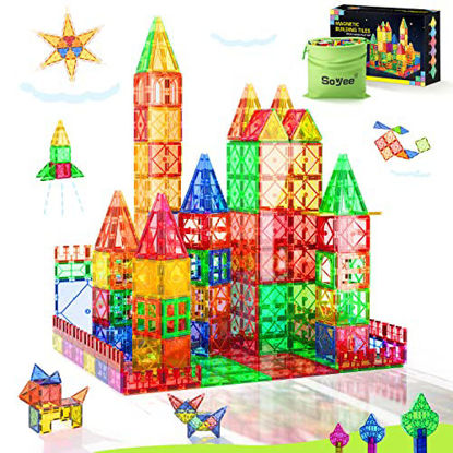 Magnetic Tiles Building Blocks Game Set Toys,Magnet Stacking Blocks,  Magnetic Tiles for Girls and Boys Birthday Gift by Casewin (100 PC Set)  (Random