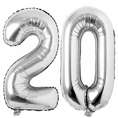 GetUSCart- 20 Number Balloons Silver Giant Jumbo Big Large Number 20 ...