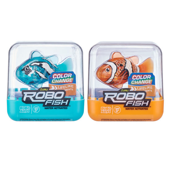 GetUSCart- Robo Alive Robo Fish Robotic Swimming Fish (Teal + Orange 2  Pack) by ZURU Water Activated, Changes Color, Comes with Batteries,   Exclusive - Teal + Orange (2 Pack)