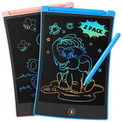 Picture of TEKFUN Kids Toys, 2Pcs LCD Writing Tablet with 4 Stylus, 8.5in Erasable Doodle Board Mess Free Drawing Pad for Kids, Car Trip Educational Toys Birthday for 3 4 5 6 7 Girls Boys