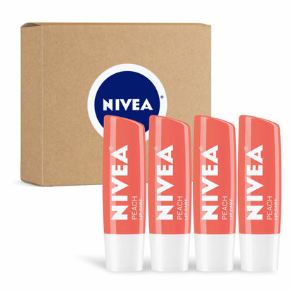 Picture of NIVEA Peach Lip Care - Tinted Lip Balm for Beautiful, Soft Lips - Pack of 4
