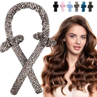 Picture of Heatless Hair Curling Rod Headband for Long Hair, No Heat Hair Curler Rollers Set can Sleep in Overnight, Satin Curl Ribbon Hair Wrap with Scrunchie and Hair Clips to Get Natural Waves